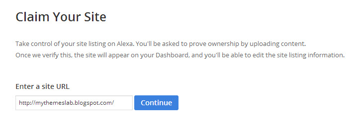 Claim or Add Site in Alexa
