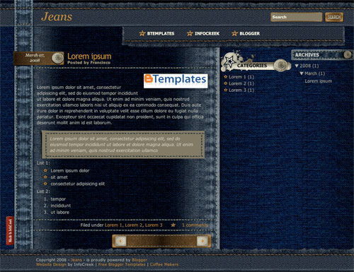 Jeans Layout for Blogspot