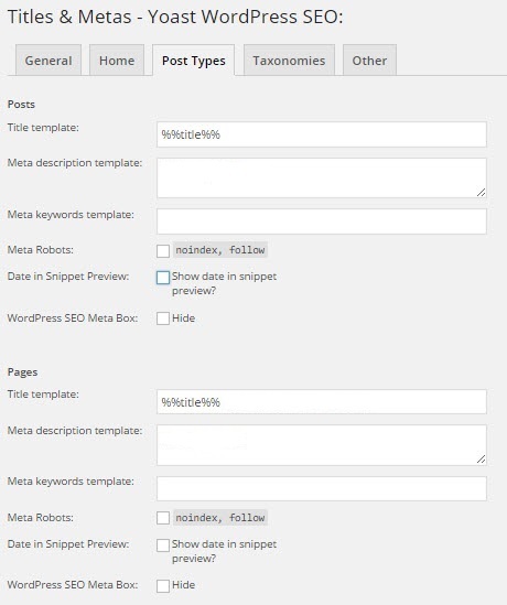 Post and Pages Setting WP SEO