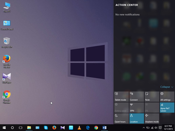 Windows 10 Features Control Center