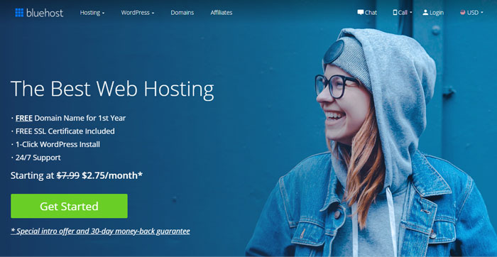 Blue host homepage