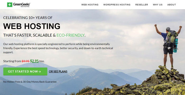 GreenGeeks homepage