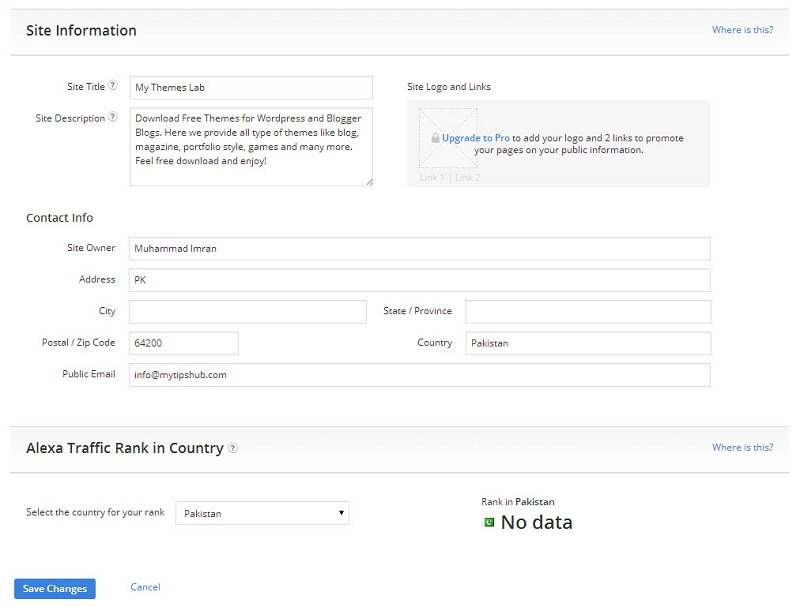 Alexa Site Information