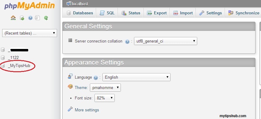 Select Database for Backup