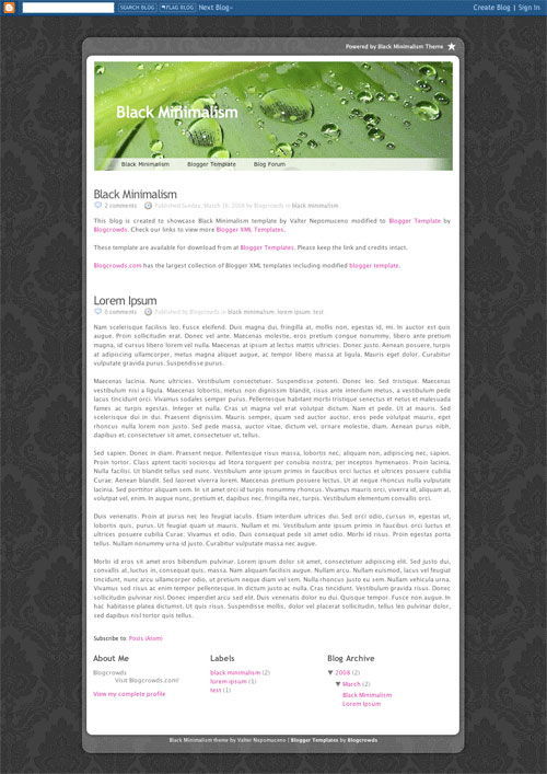 Black Minimalism Blogger Template