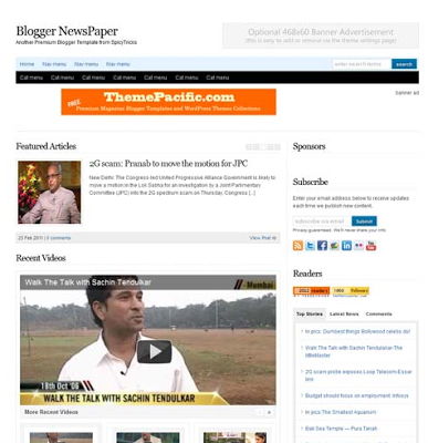 Blogger Newspaper Blogger Template