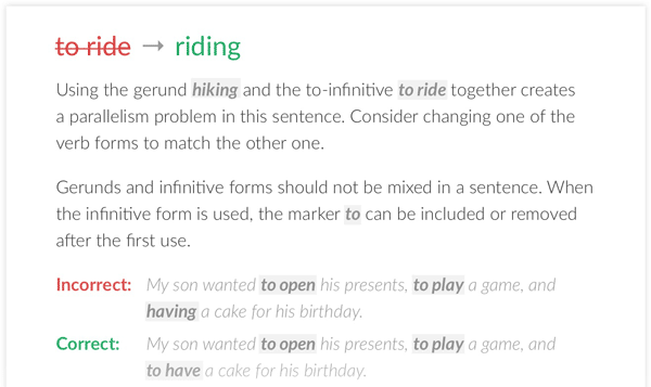 Sentence structure review of Grammarly