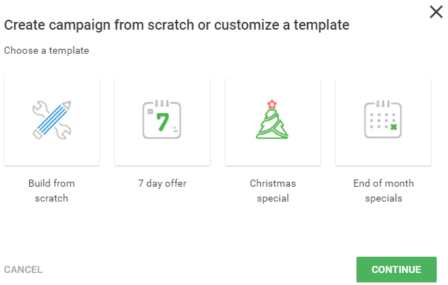 create new campaign with builtin templates