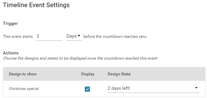 Timeline Event Settings