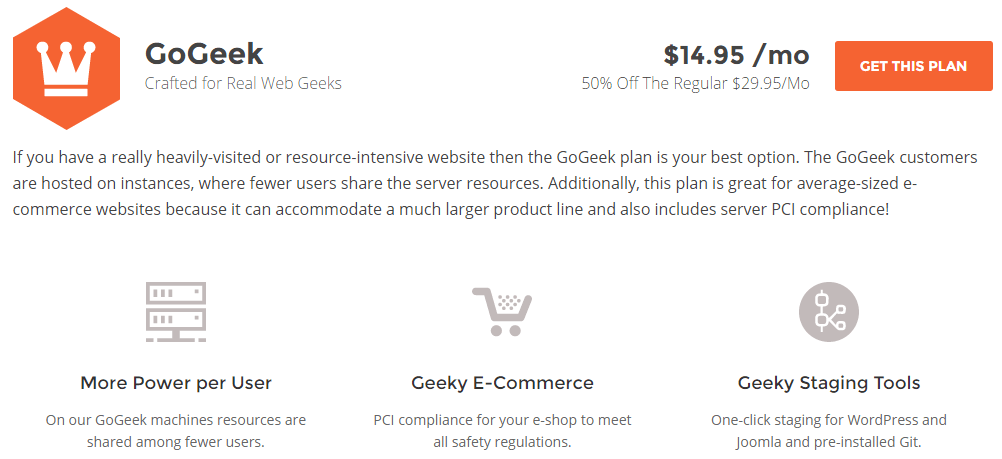 GoGeek Siteground plan