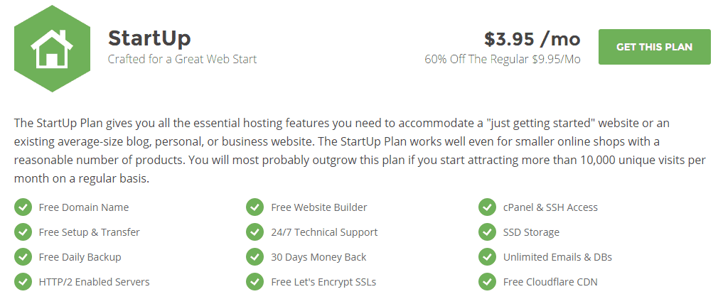 startup plan siteground