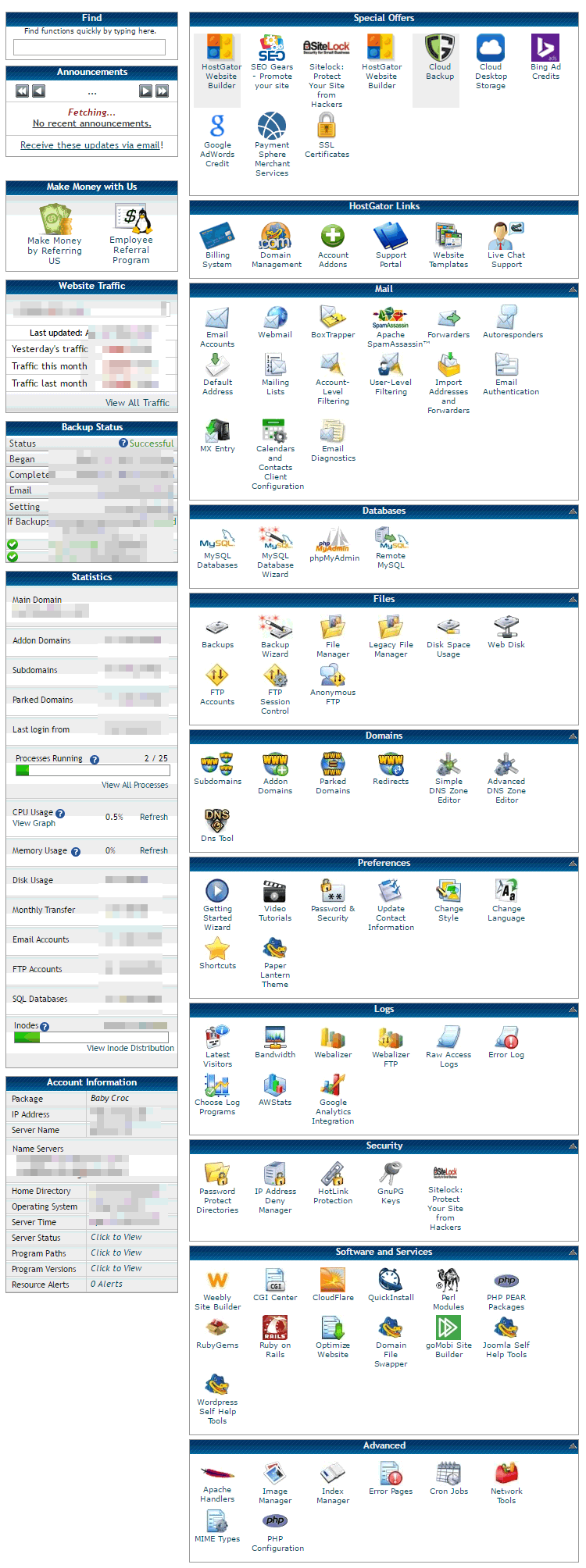 HG Hosting Control Panel Overview