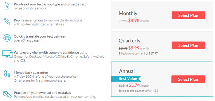 Ginger Premium Pricing