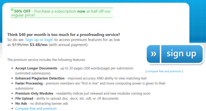 PaperRater.com Paid Plans Price